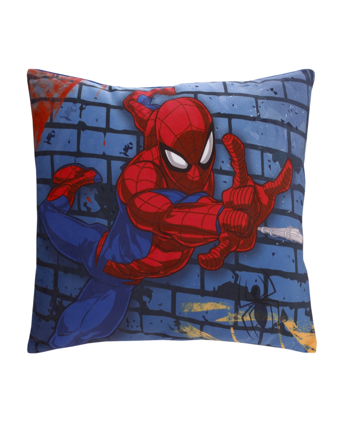 Marvel Spiderman Wall Crawler Toddler Pillow, 12" X 3.5" In Blue