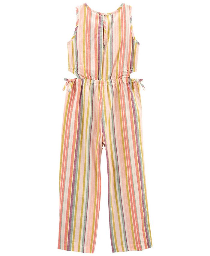 Carter's Little Girls Striped Crochet Linen Jumpsuit - Macy's