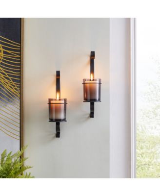 Danya B Vintage-Like Wall Sconce 2-Piece Candle Holder Set With Smoke ...