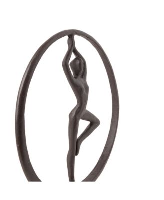 Yoga Tree Circle Cast Iron Sculpture