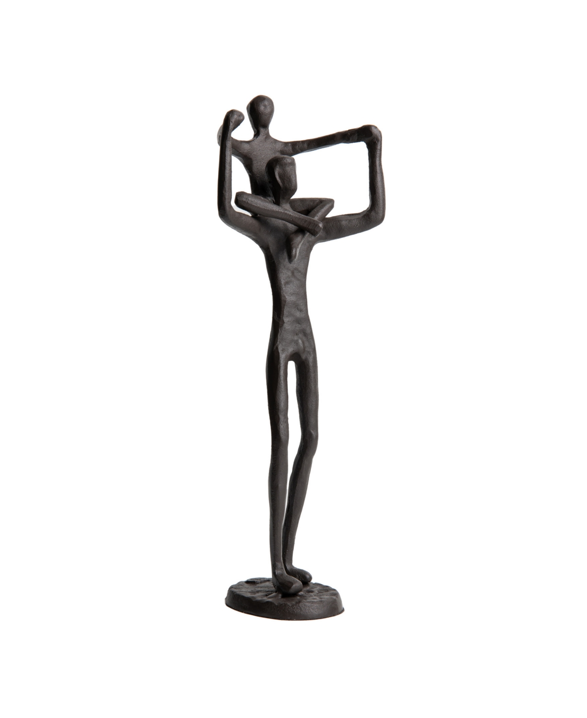 Danya B Proud Father Holding Child On Shoulders Contemporary Iron Sculpture Statue In Dark Brown