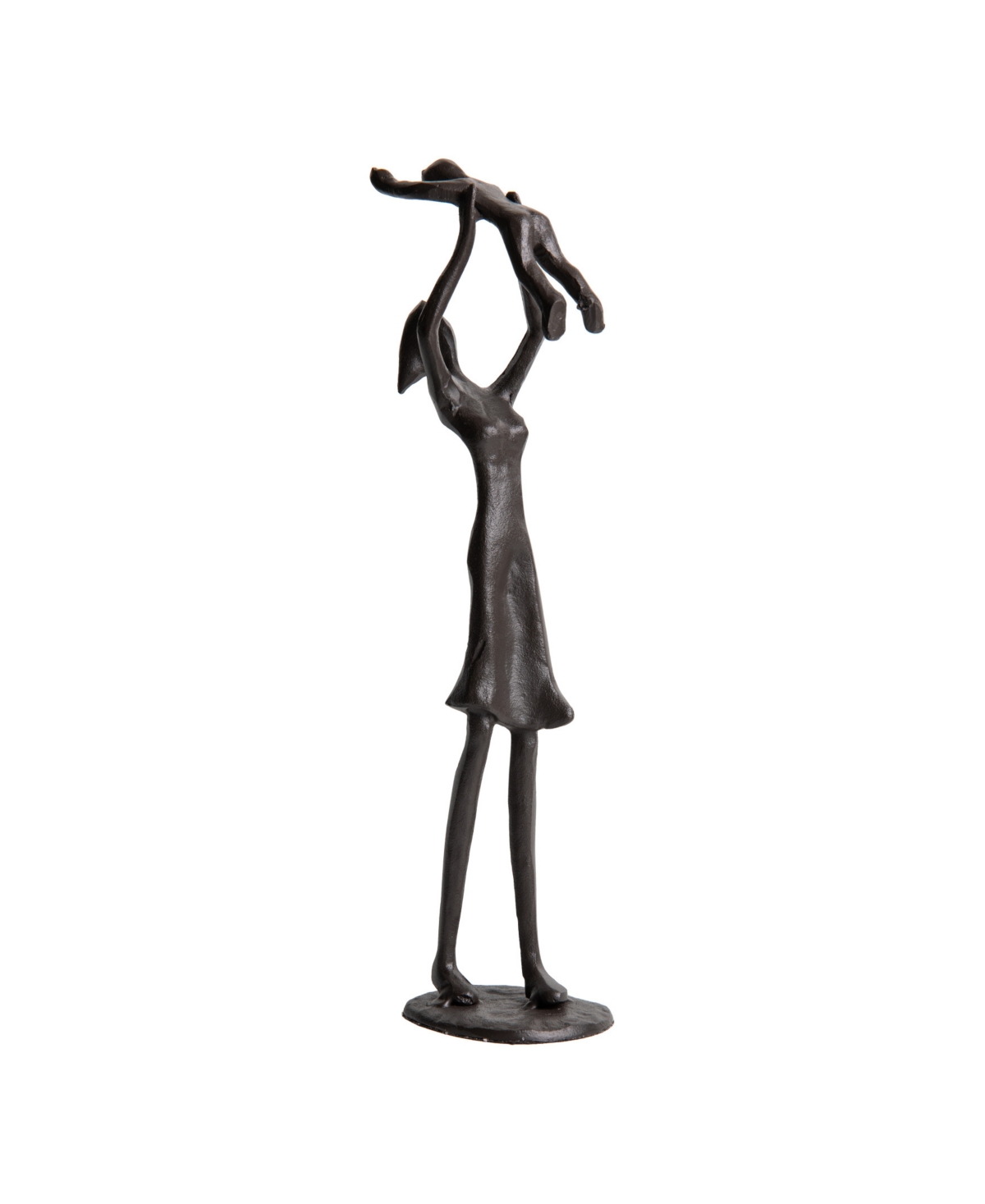 Danya B Proud Mother Lifting Child Up Contemporary Iron Sculpture Statue In Dark Brown