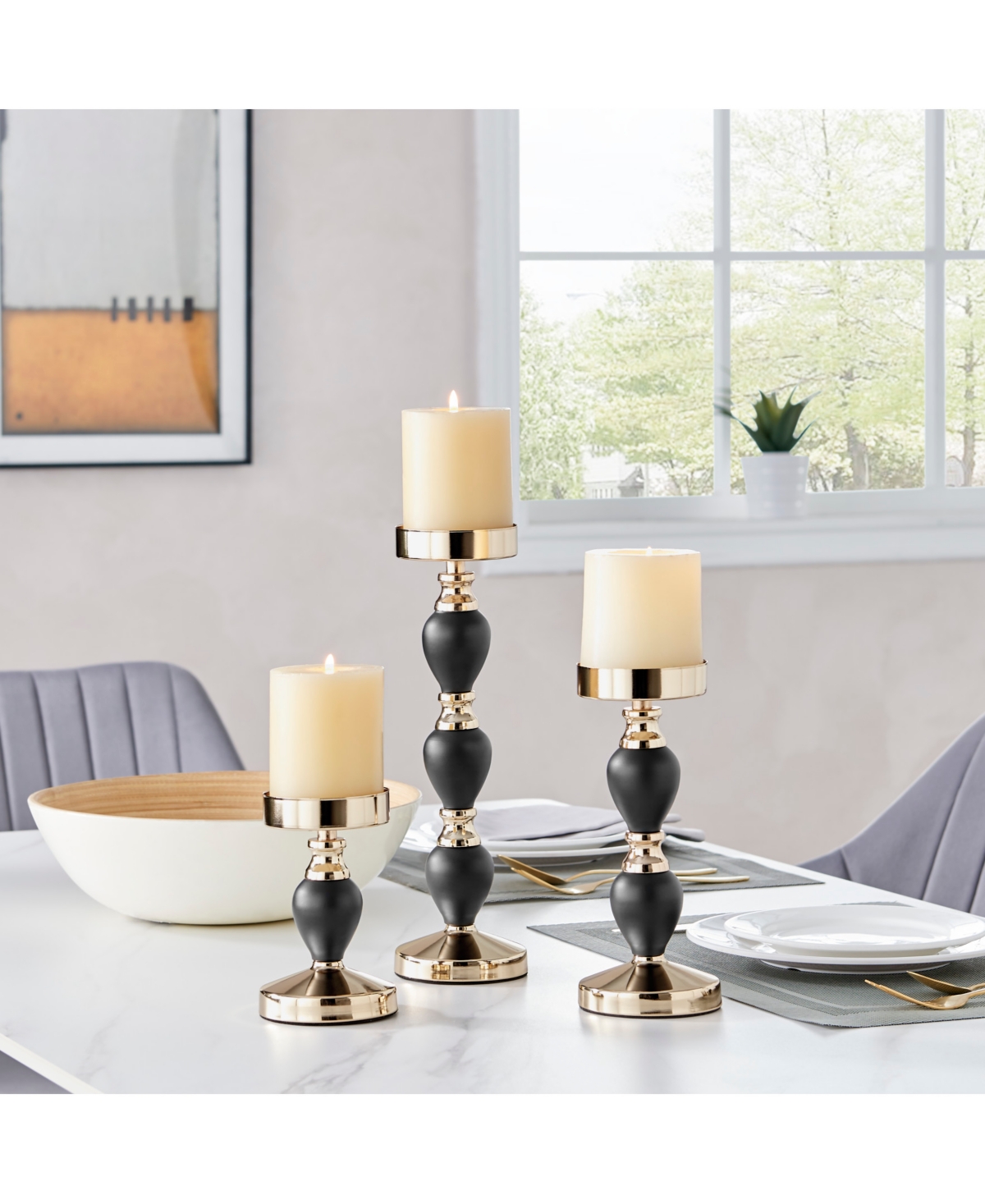 Danya B Talia Candlestick Taper 3-Piece Candle Holders Set