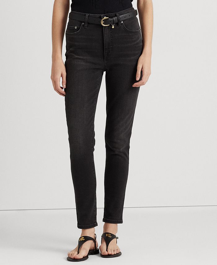 Only Blush straight leg jeans with star back patch in black wash