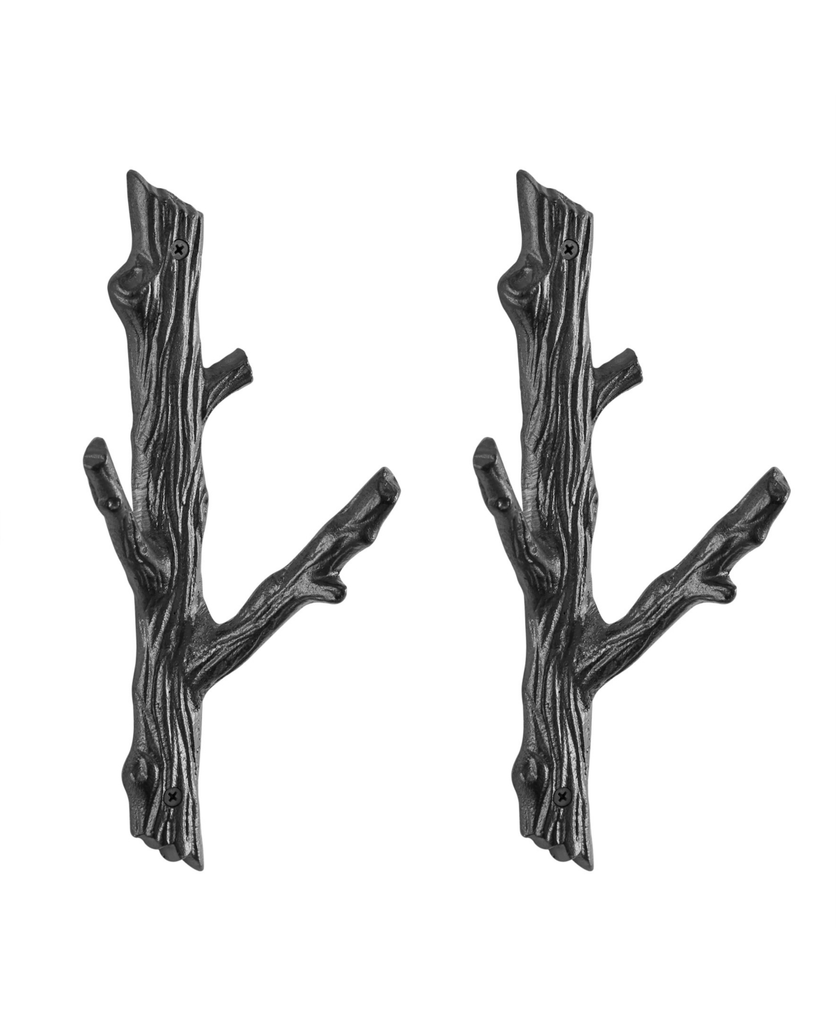Danya B Cast Iron Tree Branch Double 2-piece Wall Mount Coat Hooks Set In Dark Gray