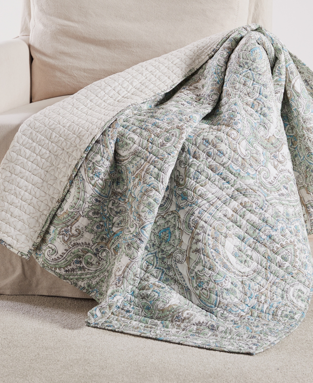Levtex Assisi Reversible Quilted Throw, 50" X 60" In Mint