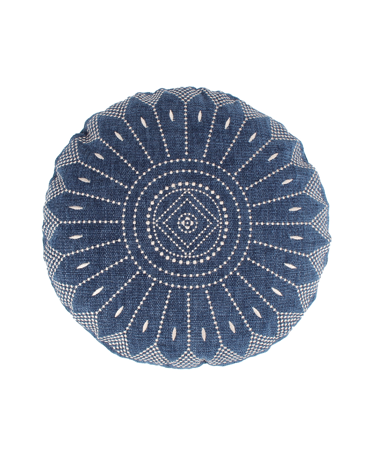 Levtex Bellamy Embroidered Decorative Pillow, 16" Round In Navy