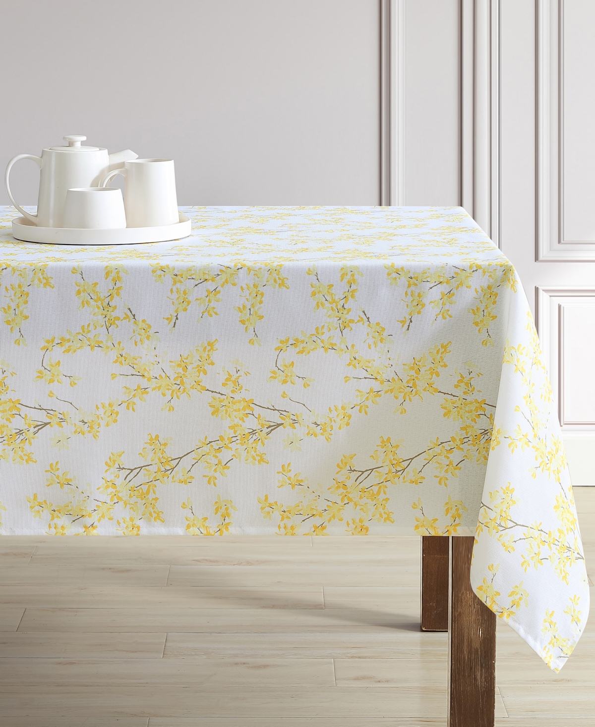 Laura Ashley Easy Care Pattern Tablecloth, 60" X 102" In Forsythia