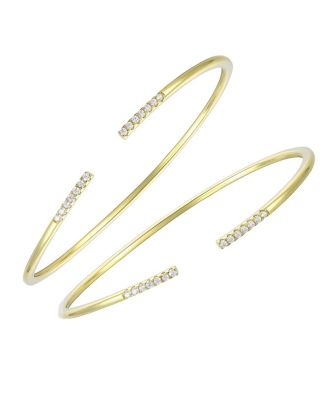 14K Gold Plated Round Cubic Zirconia Cuff Bracelet
