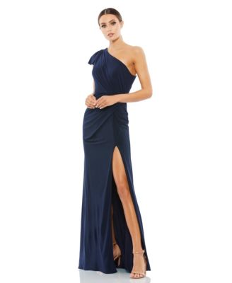 Women s Ruffled One Shoulder Draped Gown