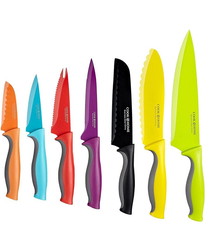 Cook N Home 7Piece with 7 Sheaths Color Coated Carbon Stainless Steel