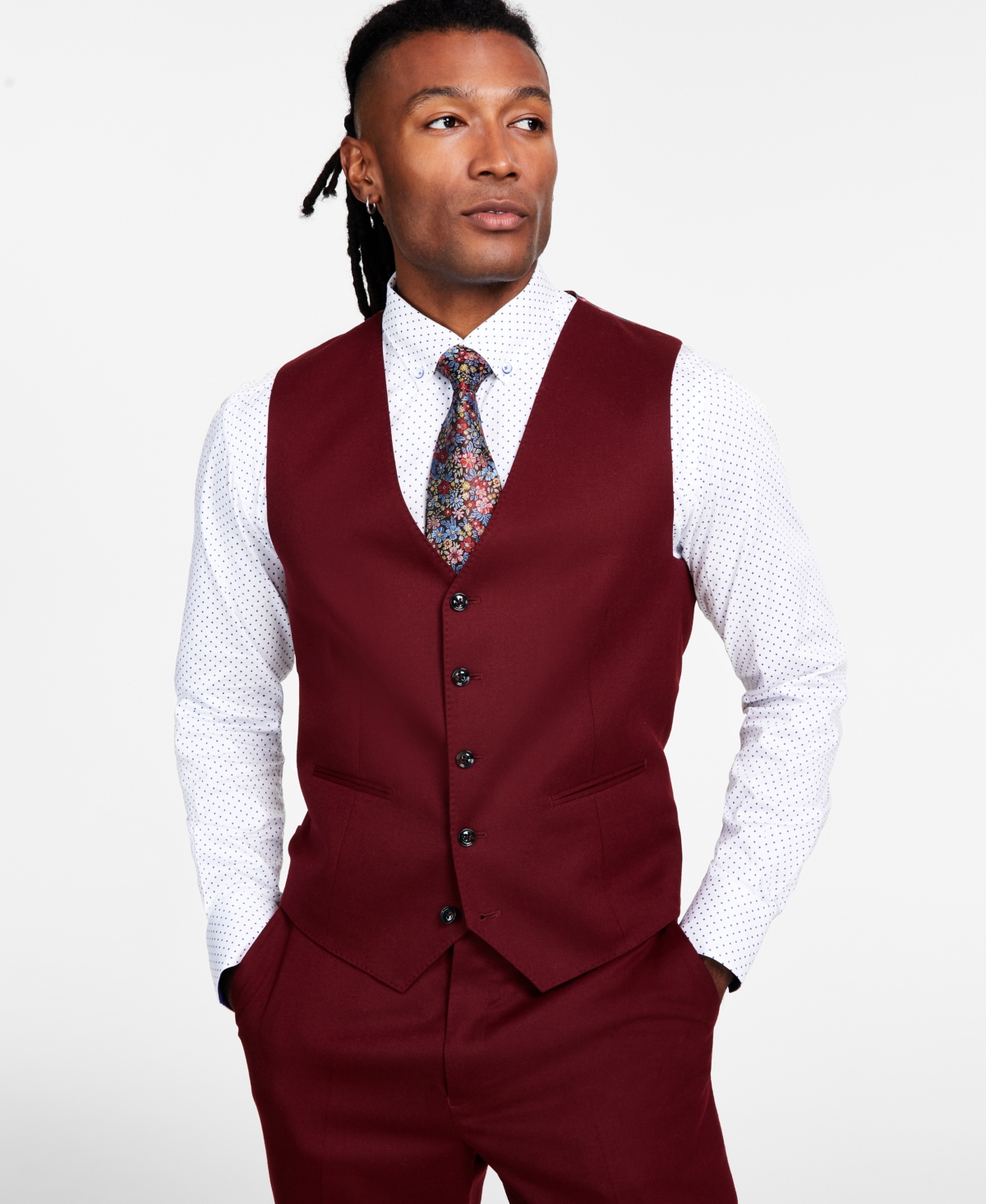 Mens burgundy suit vest shop