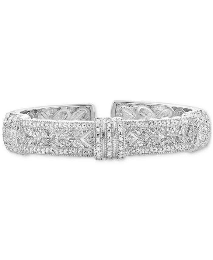 Macy's Diamond Cuff Bangle Bracelet (1/4 ct. t.w.) in Sterling Silver
