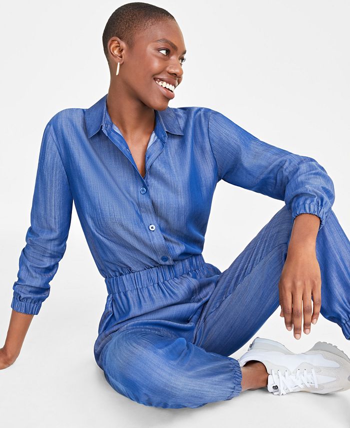 On 34th Women's Draped Chambray Jumpsuit, Created for Macy's - Macy's
