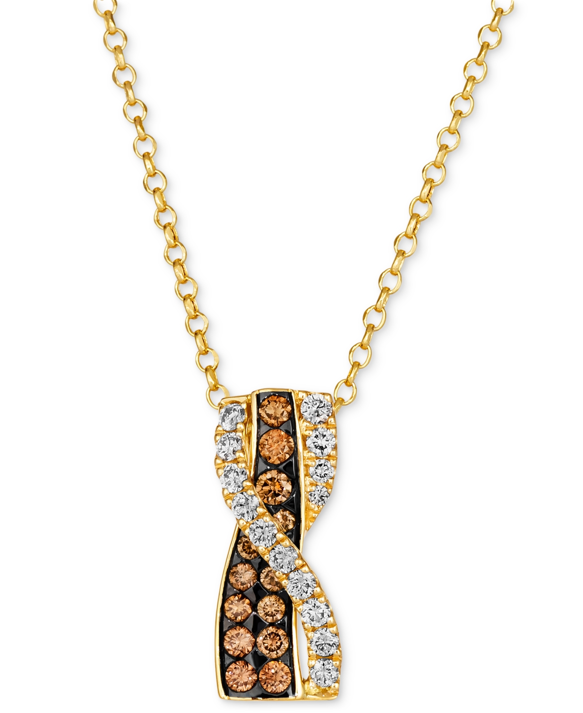 Le Vian Chocolate Diamond & Nude Diamond Crossover 18" Pendant Necklace (5/8 Ct. T.w.) In 14k Gold In K Honey Gold Pendant