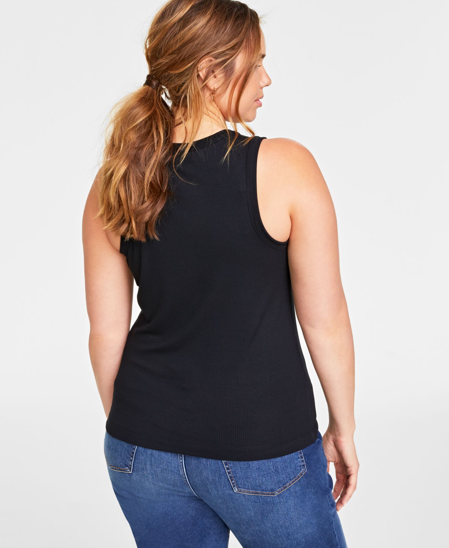 Women's Ribbed High-Neck Tank Top