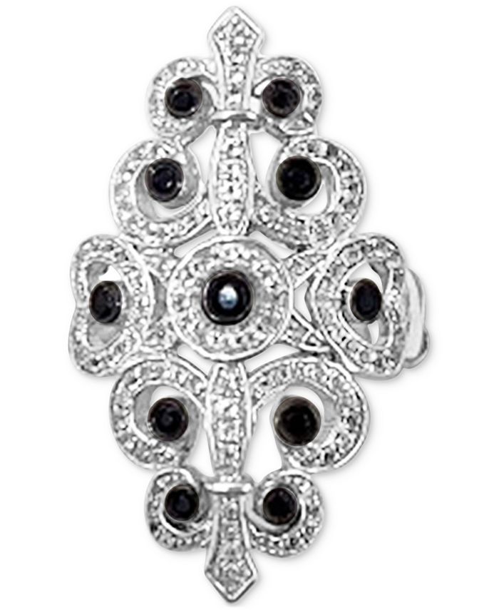 Macy's Black & White Diamond Statement Ring (1 ct. t.w.) in Sterling ...