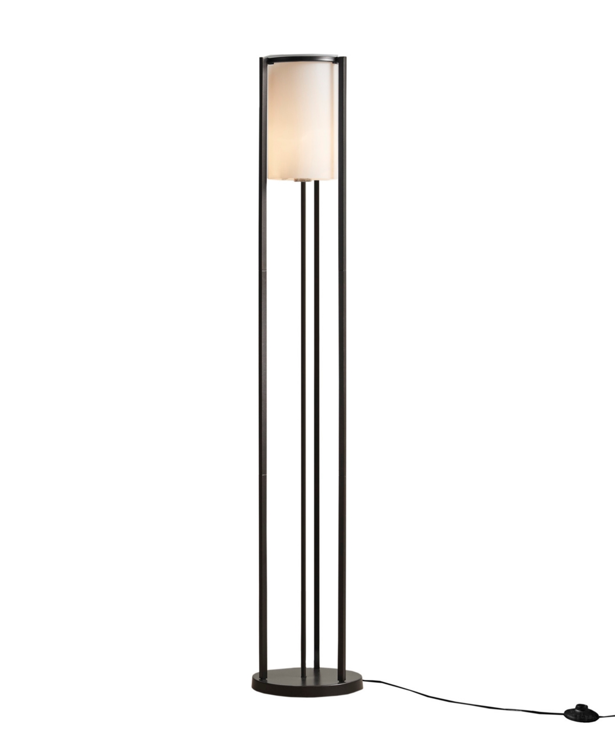 Martha Stewart Charlton Glass Cylinder Shade Metal Floor Lamp In Black