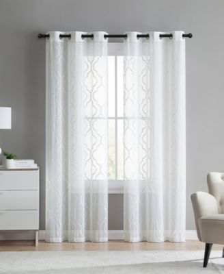 Vcny Home Charlotte Embroidered Trellis Sheer 2 Piece Curtain Panel Set Collection