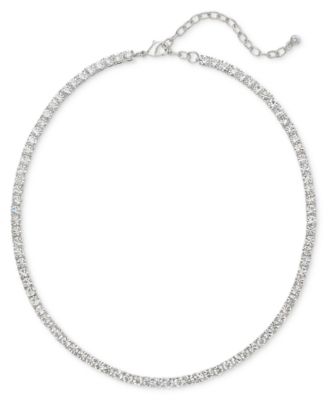 On 34th - Silver-Tone Crystal Necklace, 15"+3" extender