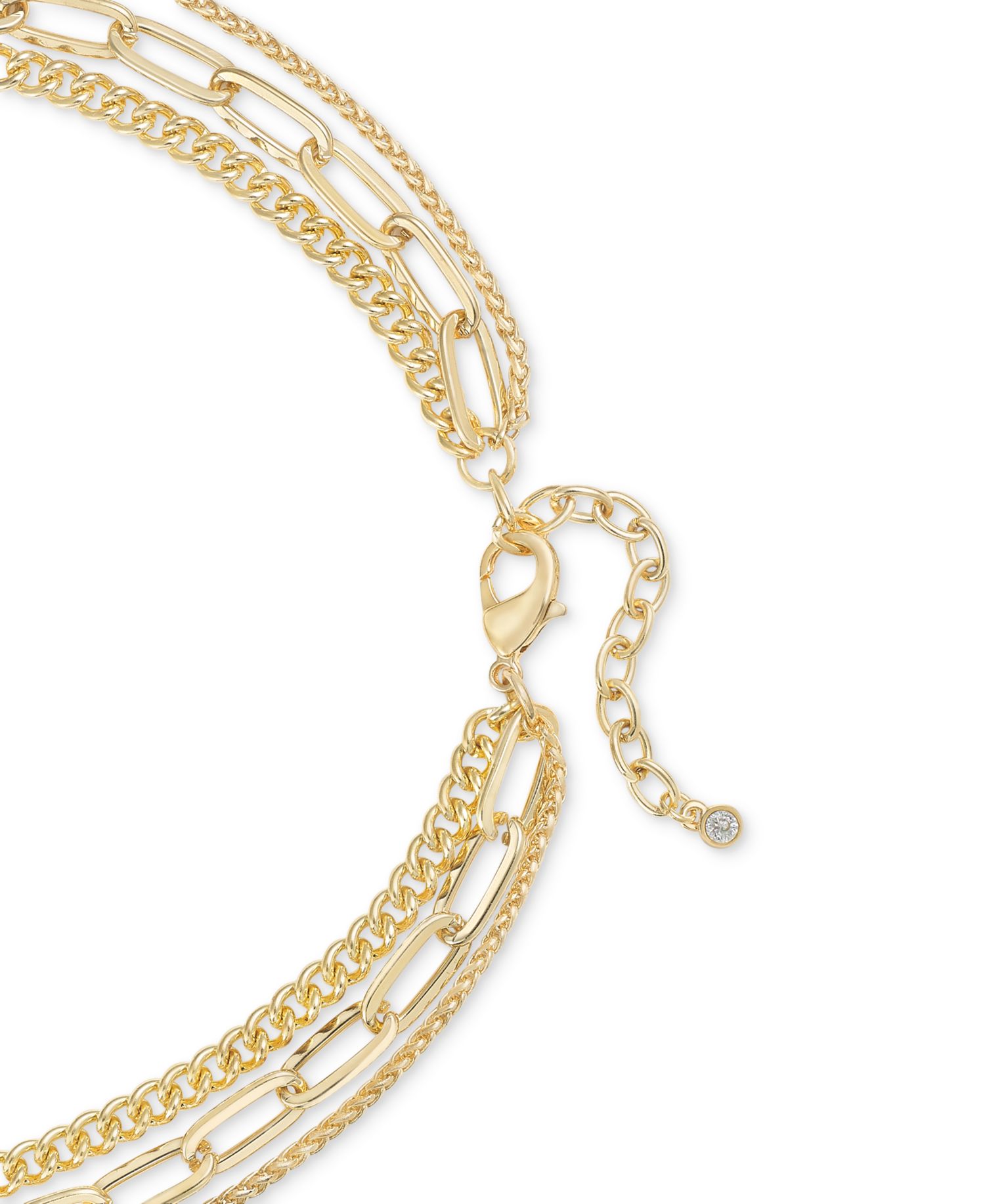 3-Row Chain Dog Tag Pendant Necklace, 16" to 19" + 2" extender