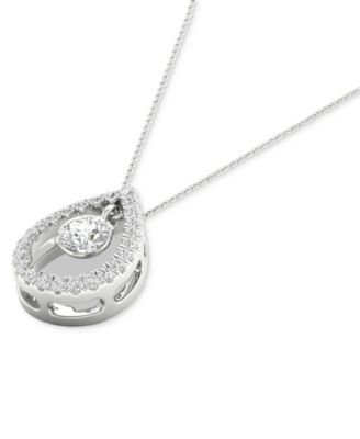 Diamond Orbital Halo Teardrop Pendant Necklace (1/4 ct. t.w.) in 10k White Gold, 16" + 2" extender