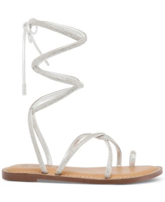 Gennifer Lace-Up Ankle-Tie Flat Sandals