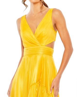 MAC DUGGAL フリル ガウンドレス Cut Out & High-Low Ruffle Pink Cut Out High Low Ruffle Gown - Mac Duggal