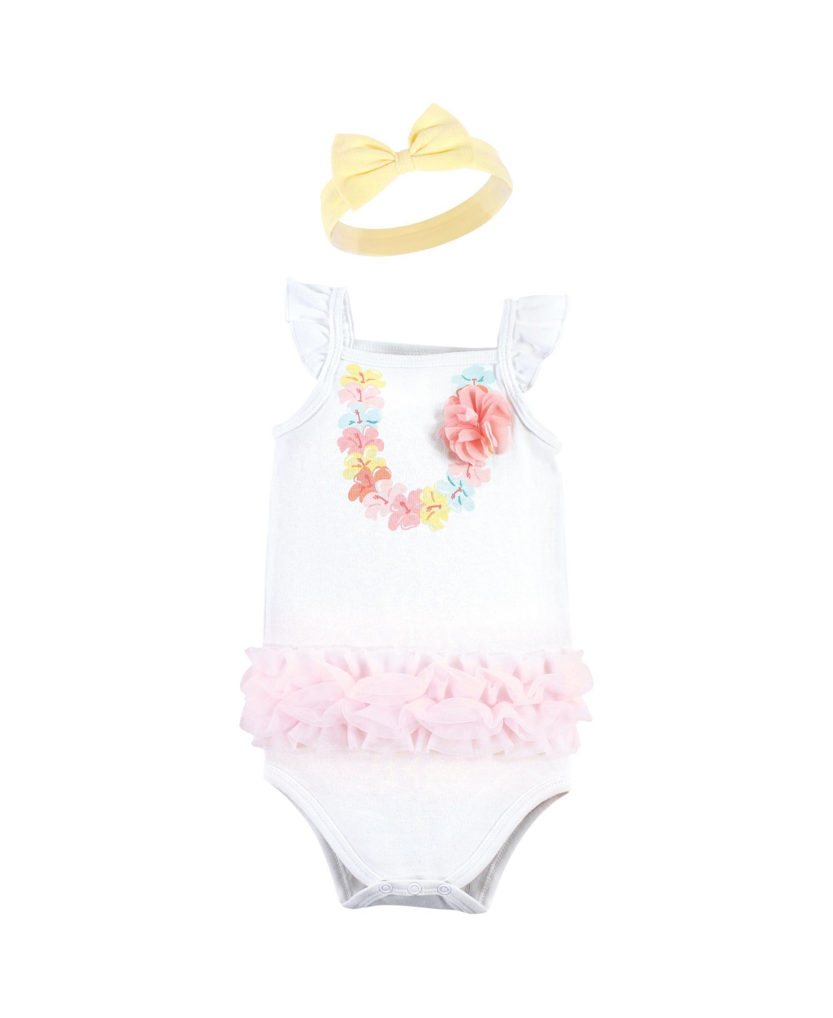 Little Treasure Baby Girls Treasure Baby Sleeveless Bodysuit and Headband Set, 6-Piece - Hawaiian