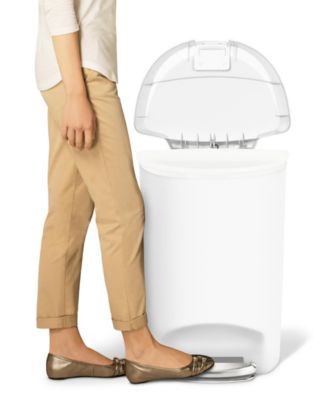 13 Gallon Plastic Semi-Round Step Kitchen Trash Can with Soft-Close Locking Lid
