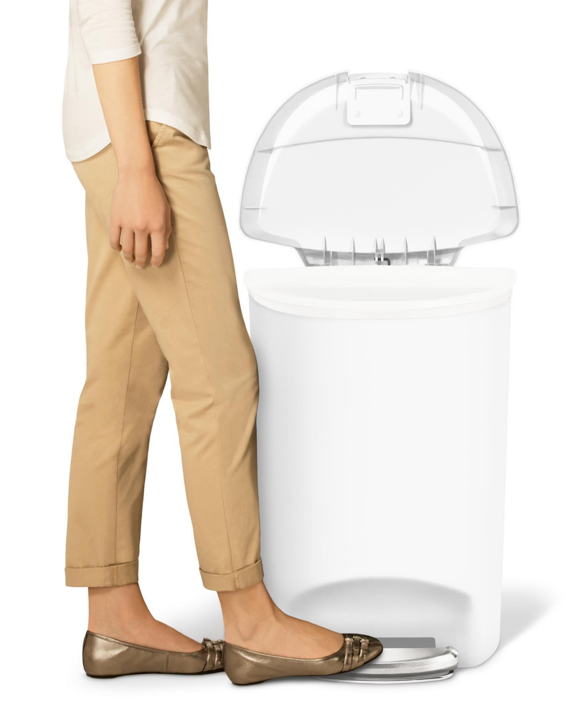 Shop Simplehuman 50 Litre Plastic Semi-round Step Can In White