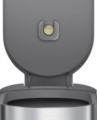 45 Liter Slim Kitchen Trash Can with Liner Pocket, Stainless Steel with Grey Plastic Lid