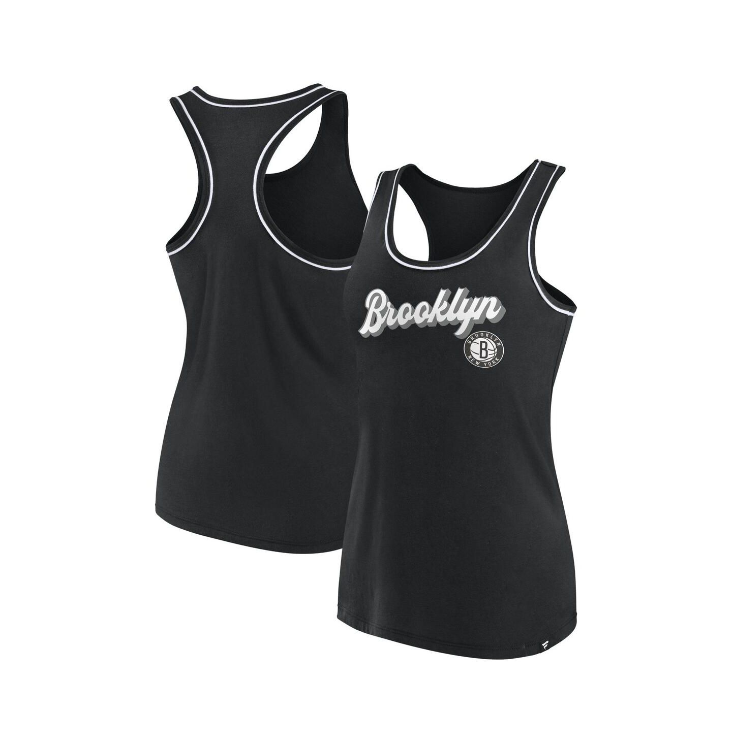 Женский топ Fanatics Black Brooklyn Nets Wordmark Logo Racerback — фото 2