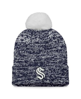 Women's Deep Sea Blue Seattle Kraken Glimmer Cuffed Knit Hat with Pom