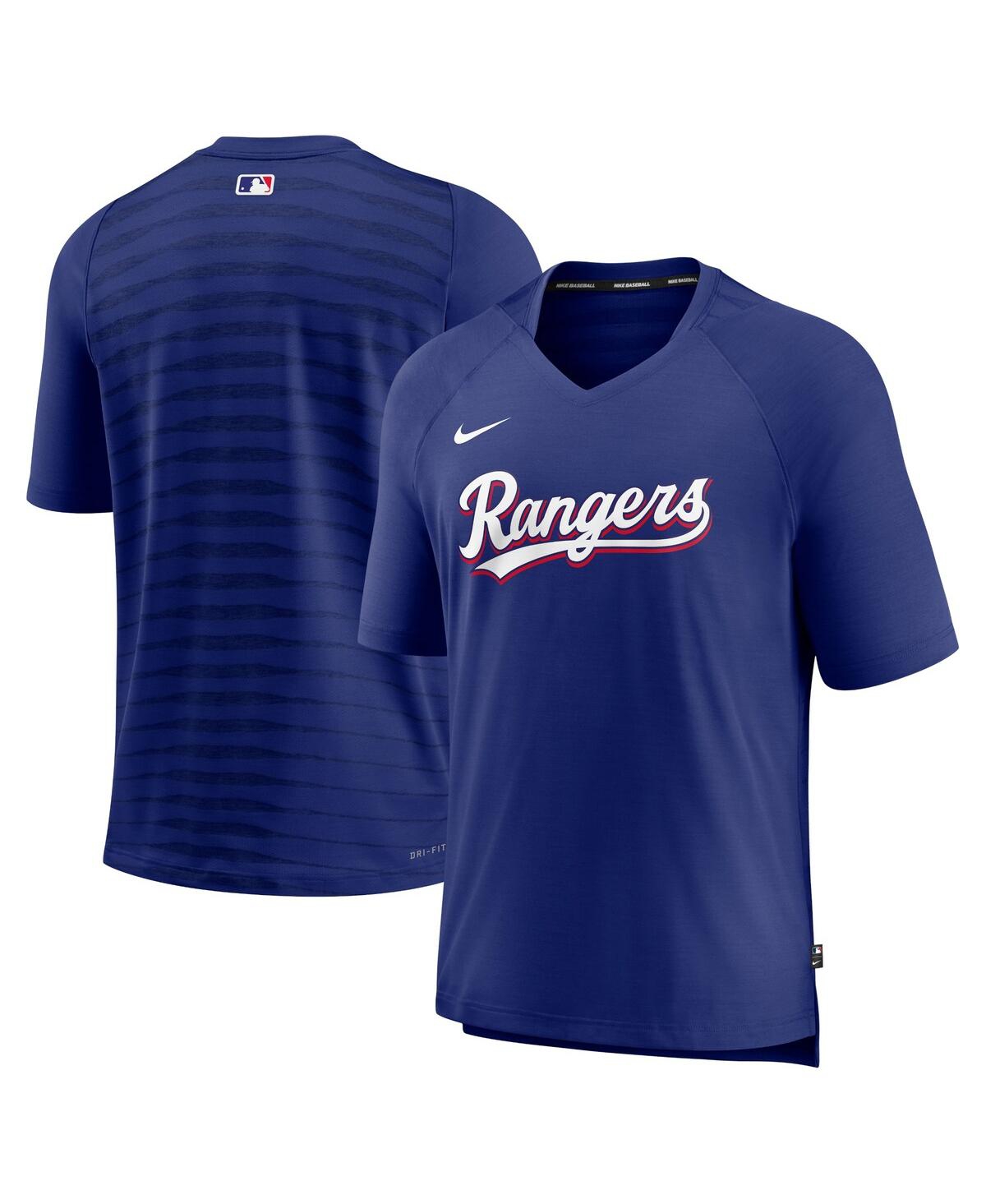 Nike Men's  Royal Los Angeles Dodgers Authentic Collection Pregame Raglan Performance V-neck T-shirt In Royal