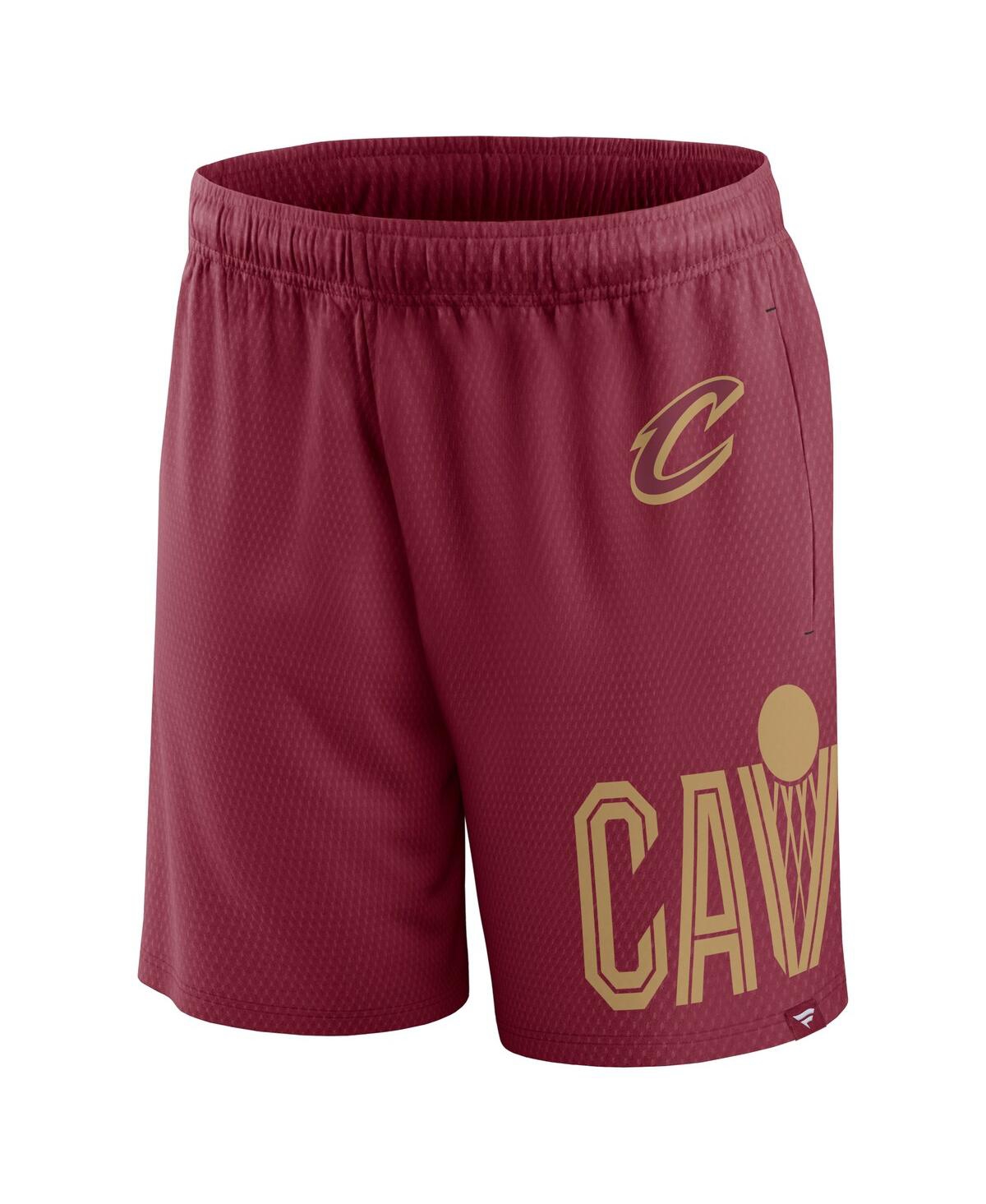 Shop Fanatics Men's  Wine Cleveland Cavaliers Free Throw Mesh Shorts