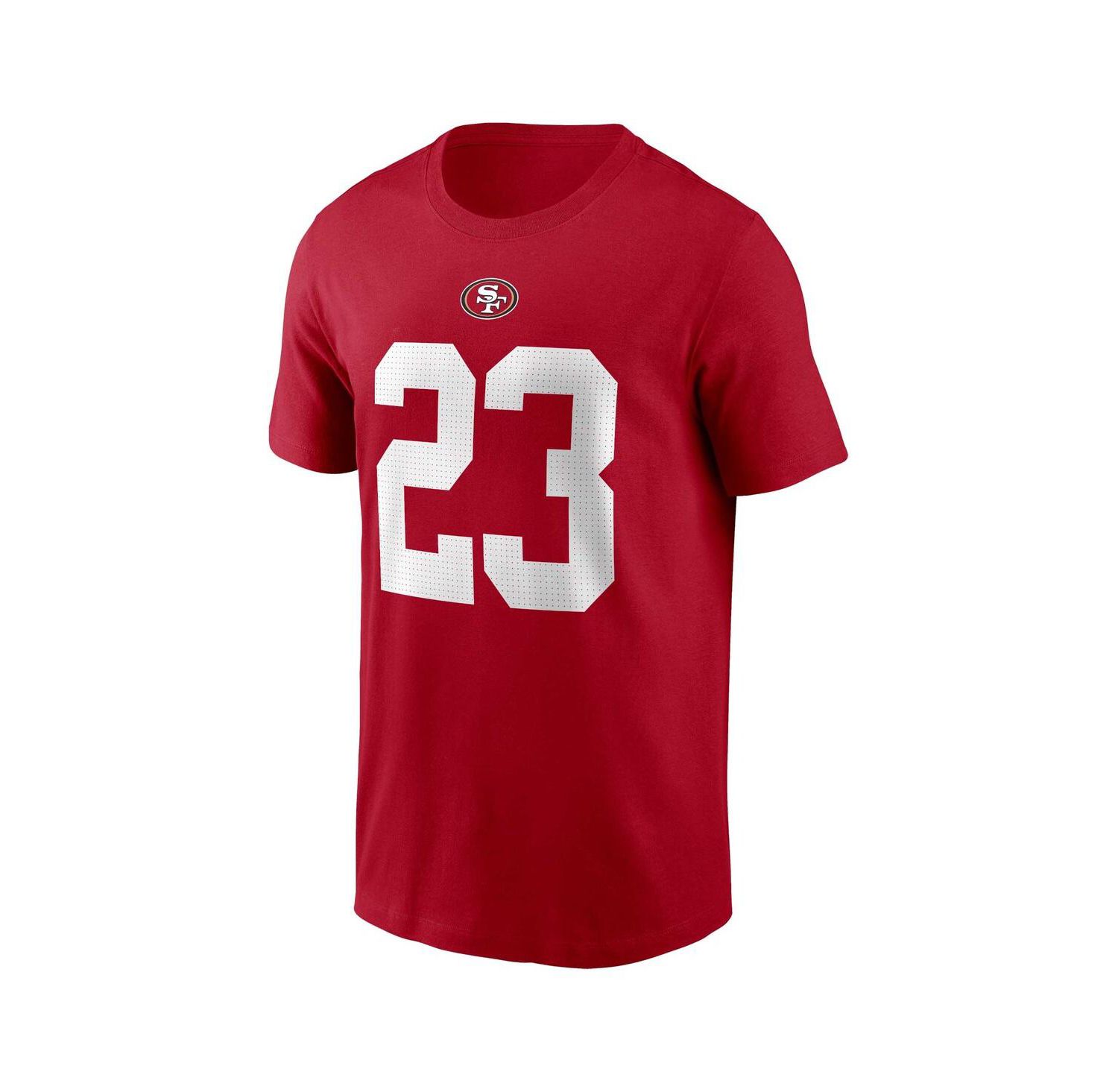 Men's Christian McCaffrey Scarlet San Francisco 49ers Player Name and Number T-shirt