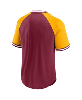 Men's Burgundy, Gold Washington Commanders Second Wind Raglan V-Neck T-shirt