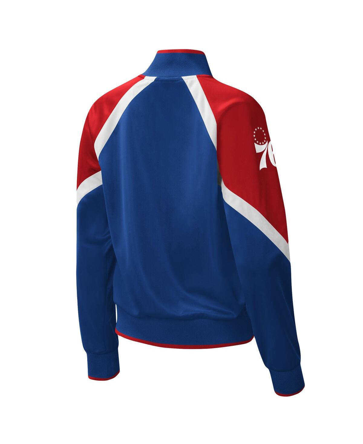 STARTER WOMEN'S STARTER ROYAL PHILADELPHIA 76ERS SLAM DUNK RAGLAN FULL-ZIP TRACK JACKET 