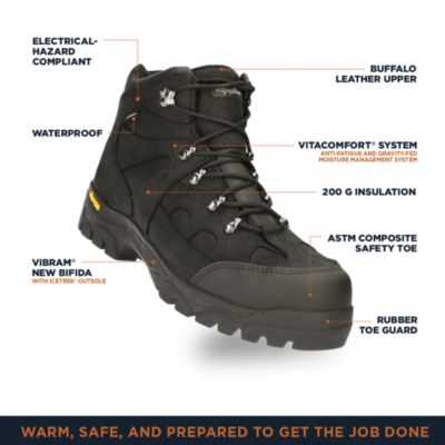 Men's EnduraMax Boot - Waterproof Leather Work Boots with Vibram Outsole, and Composite Toe for Cold Weather