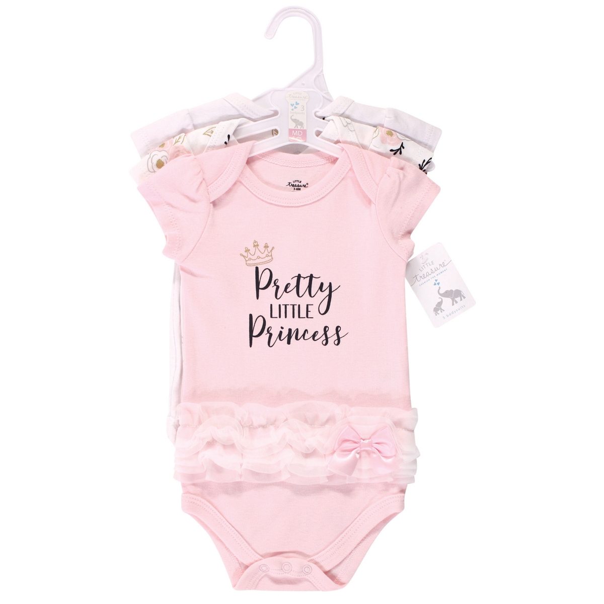 Little Treasure Baby Girls Treasure Baby Cotton Bodysuits 3pk,- Pretty princess