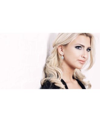 Cubic Zirconia Sterling Silver White Gold Plated Pear Shape Drop Earrings