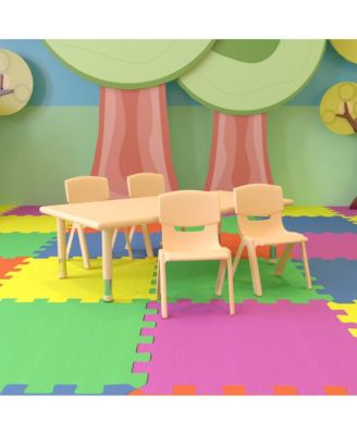24"W X 48"L Rectangular Plastic Height Adjustable Activity Table Set With 4 Chairs