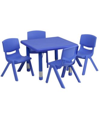 24" Square Plastic Height Adjustable Activity Table Set With 4 Chairs