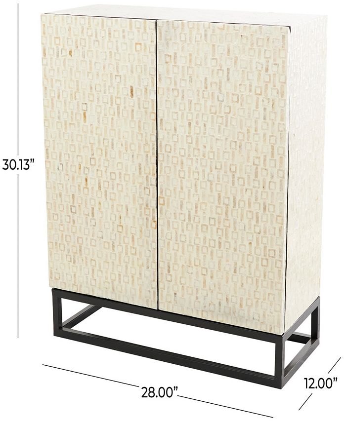 Rosemary Lane 30" Mother of Pearl Handmade Geometric Mosaic 2 Door 1