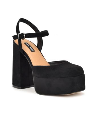 Nine West Women's Stacie Pump - Square Toe Dress Pump With Adjustable Ankle Strap, 4.33" Heel