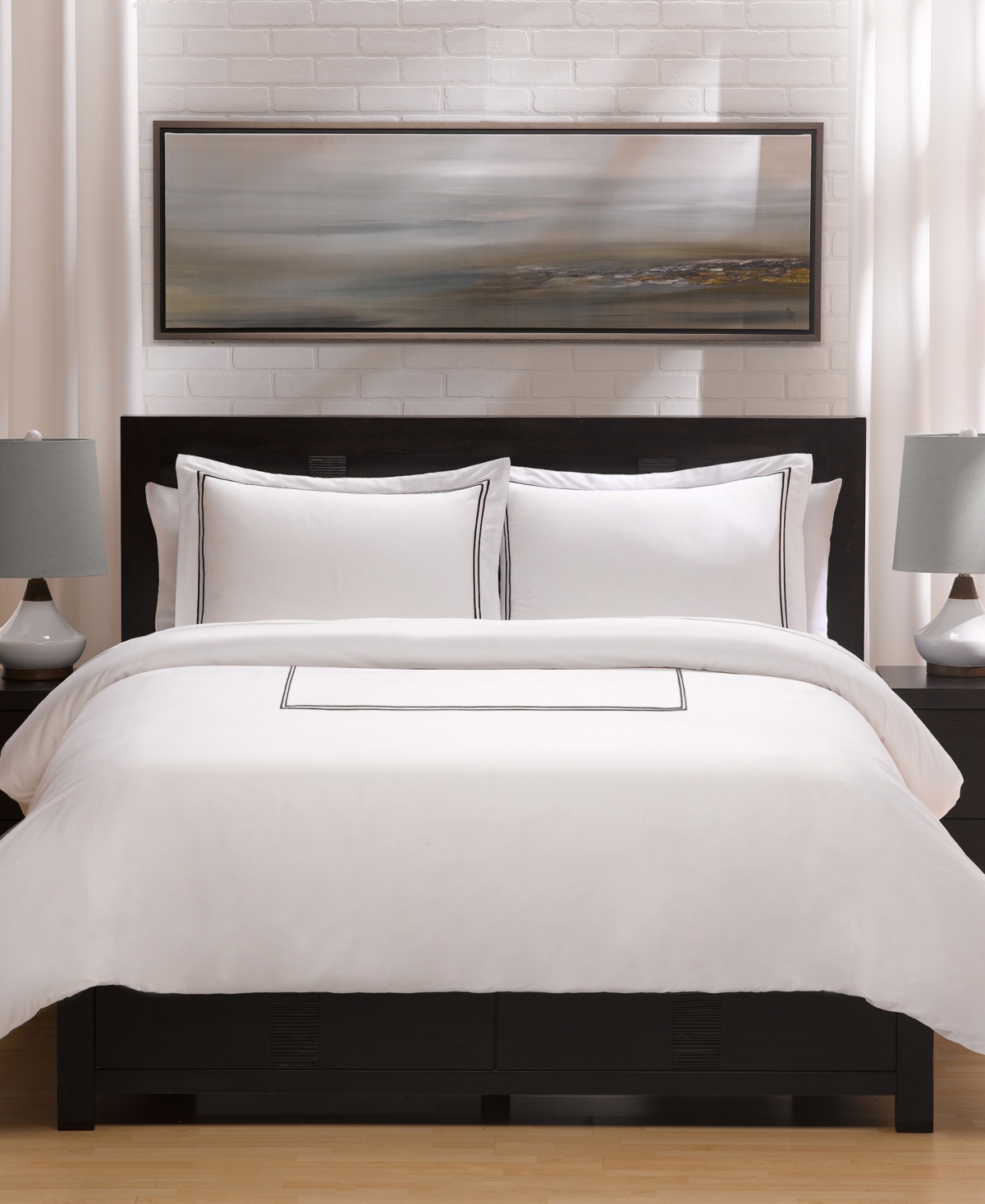 Ella Jayne Luxury 4 Piece Down Comforter With Duvet Cover Set, Queen In Black