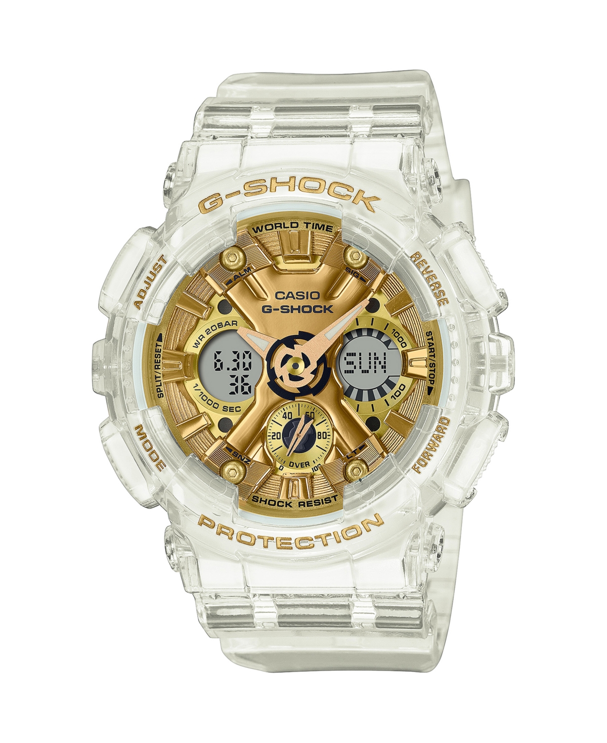 G-Shock Unisex Analog Digital Clear Resin Watch 45.9mm, GMAS120SG-7A