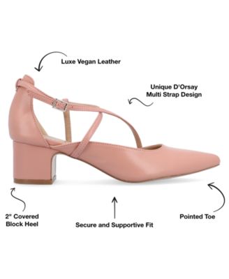 Women's Galvinn Strappy Pointed Toe Block Heel Pumps