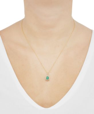 Sapphire (1 ct. t.w.) & Diamond (1/10 ct. t.w.) Pendant 18" Necklace in 14k Yellow Gold (Also Available in Ruby & Emerald)